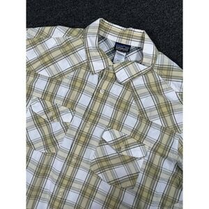 Vintage Patagonia Shirt Men's Large Yellow Plaid Button Up Organic‎ Cotton S/S